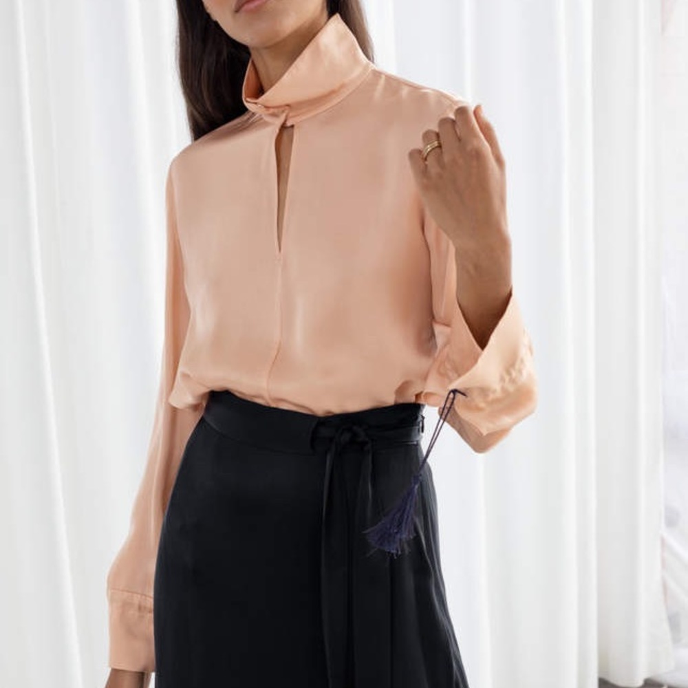 & Other Stories satin turtleneck blouse